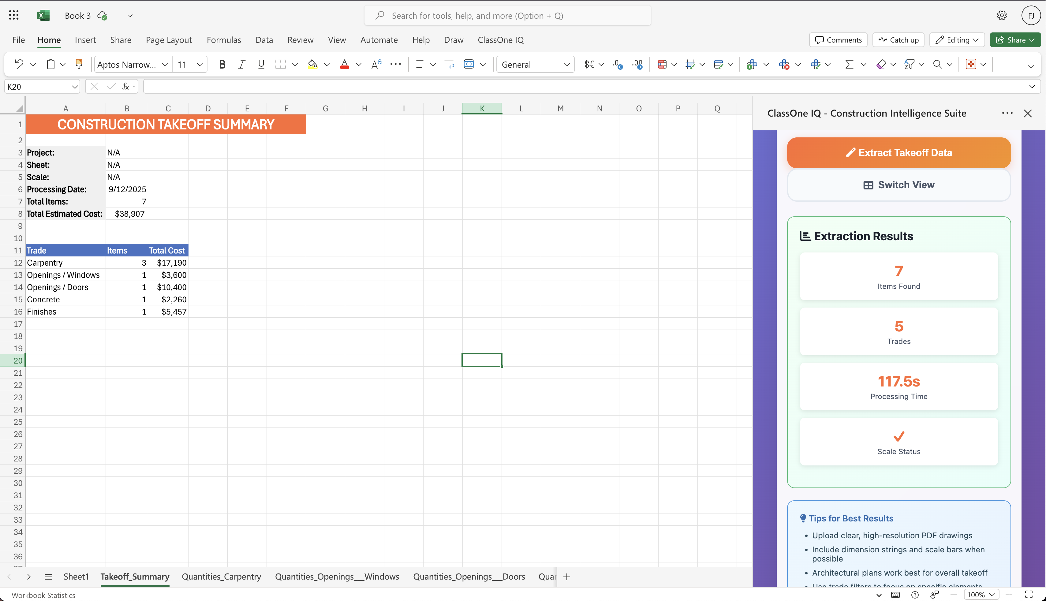 Auto Take-off Parser